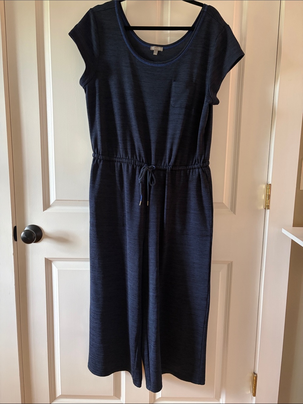 T by Talbots navy jumpsuit wide leg cropped Size Large